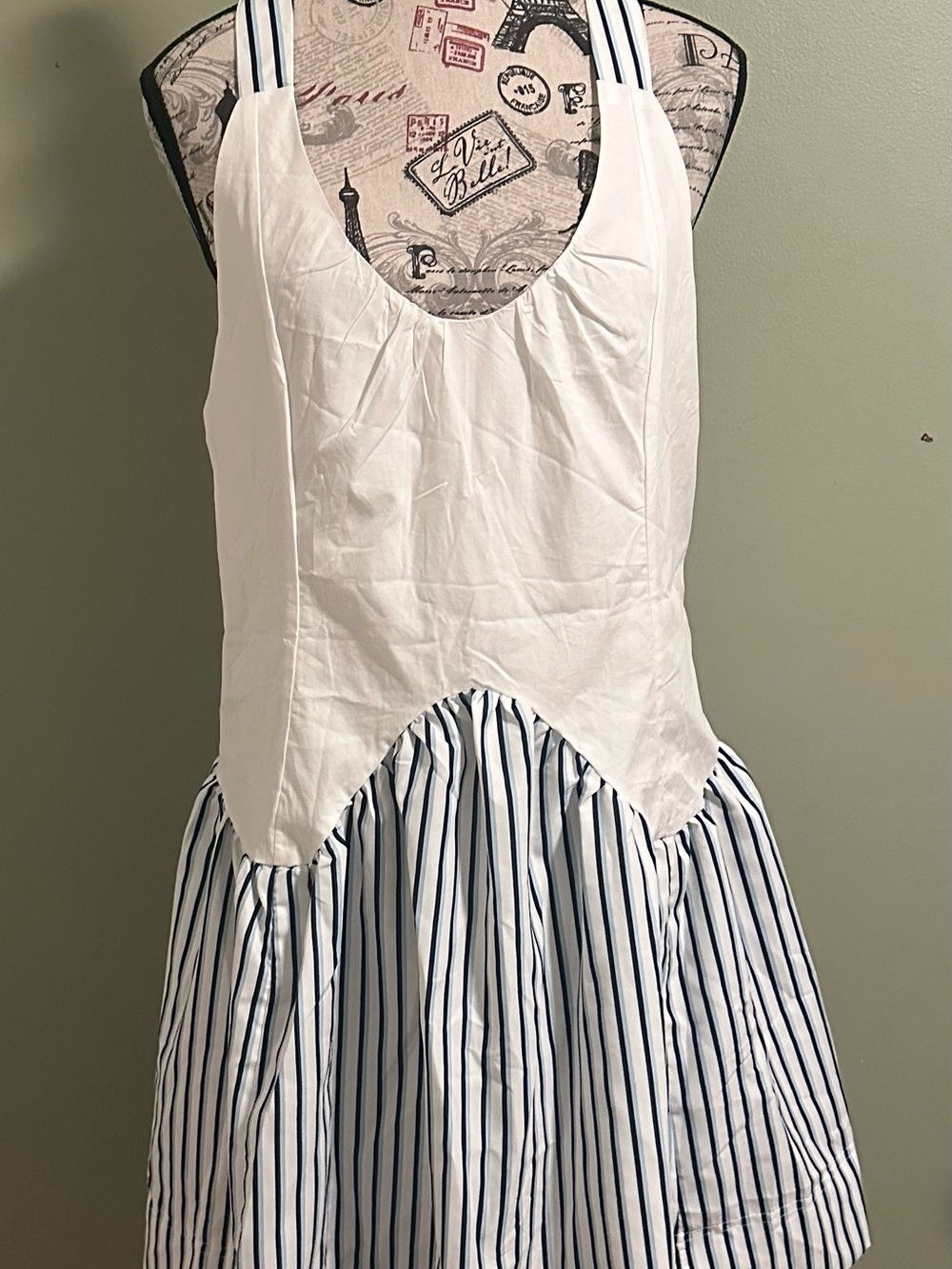 Amazon White and Navy Striped Mini Dress